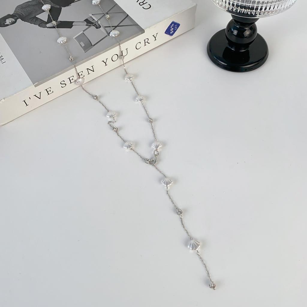 Cool feeling long shell fringe necklace ins simple and versatile sweater chain fashion temperament high-end necklace women