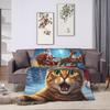 Cat Selfie with Santa Blanket  Warm Comfortable Plush Throw Blanket For Kids Adult Living Room Flannel Bedspread Bed Cover