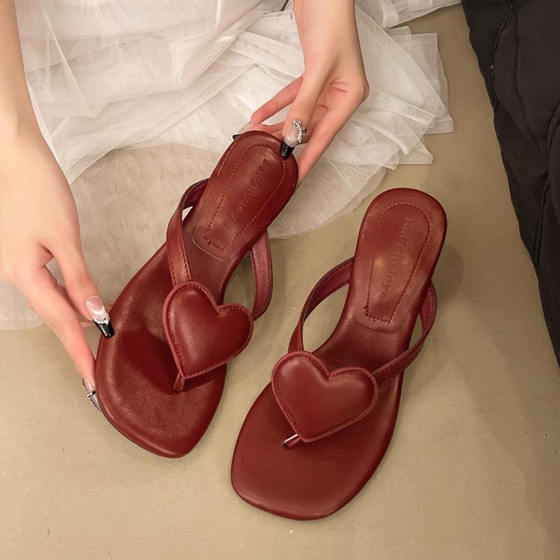 Fashion New Style Soft Leather Square Toe Cat with Flip-flops Women Fashionable Thin Belt Thin Heel Soft Sole Flip-flops Zapatos Mujer