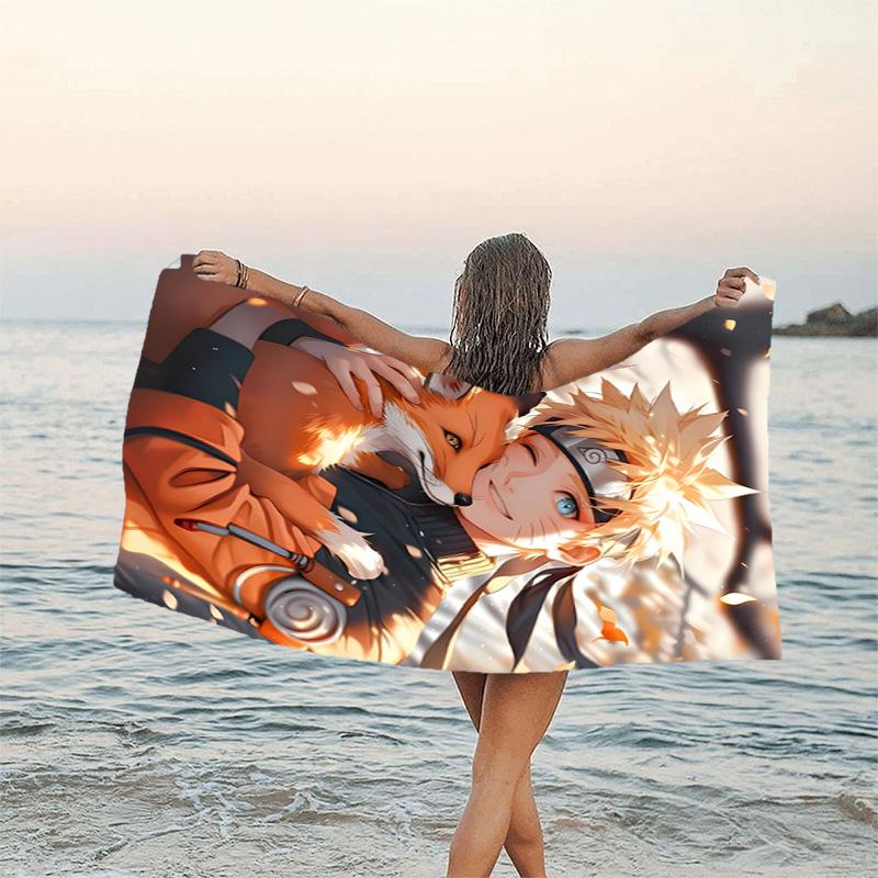 1pc NARUTO Beach Towel, Beach and Seaside Swimming Pool Equipment, Fashion Pattern, Rectangular, Travel Essentials