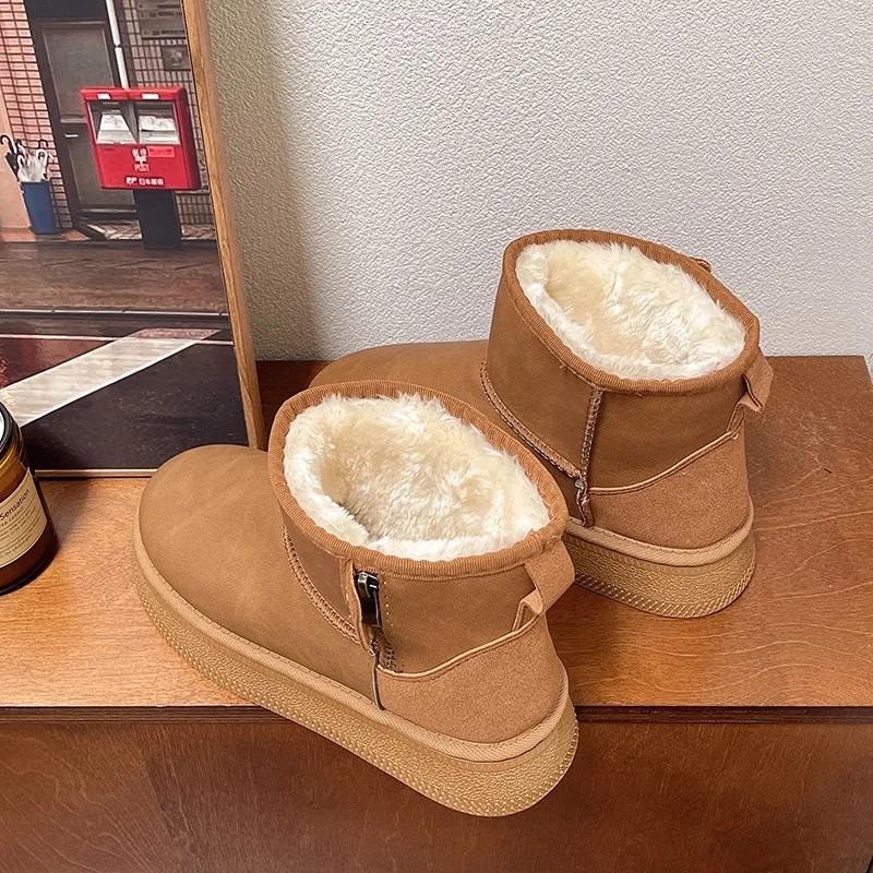 Fashion Women's Boots 2024 Selling New Comfort Platform Winter Ankle Snow Boots Indoor Plush Warm Casual Slip-On Ladies Walking Shoes