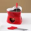 Ceramic Chocolate Fondue Pot Heart Shaped Mini Fondue Pot Set 320ML Cheese & Chocolate Fondue Pot for Parties Cozy Nights Gifts