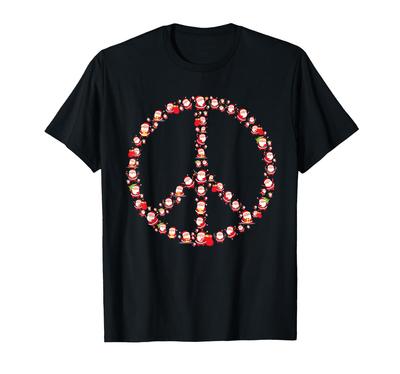 Christmas Peace Sign Santa Claus Retro Hippie Happy Holidays T-Shirt