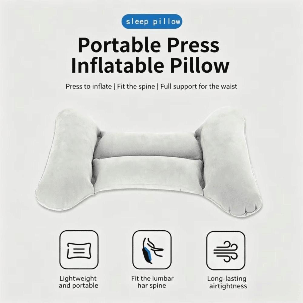 H Shape Inflatable Waist Pillow Press Type Waist Support Pad Compact Lumbar Cushion Airplane
