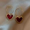 New Vintage Red Love Heart Earrings For Women Trendy Charm Dangle Drop Earrings Female Exquisite Fashion Jewelry Christmas Gifts