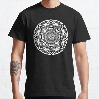 Men Fashion Casual Short Sleeves White Mandala Tops Aesthetic Vintage Oversized T-shirts