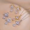 Luxurious Geometric Zircon Planet Pendant Jewelry Set for Women 2023 New Fashion Gold Color Earrings Necklace Wedding Party Accessories