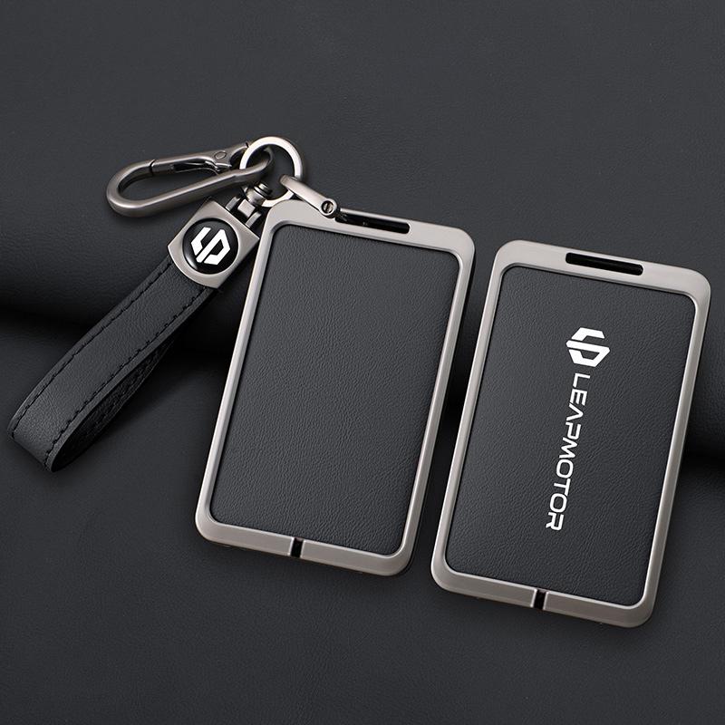 

Car Smart NFC Card Key Case Cover For Leapmotor C10 C11 C16 Zinc Alloy Leather Protector Holder Shell Kychain Auto Accessories
