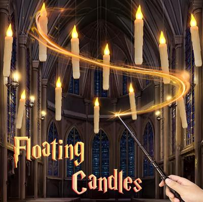 Boono Floating Candles, Magic Wand, Halloween Candle Decor, On/Off with Wand (12 Candles)