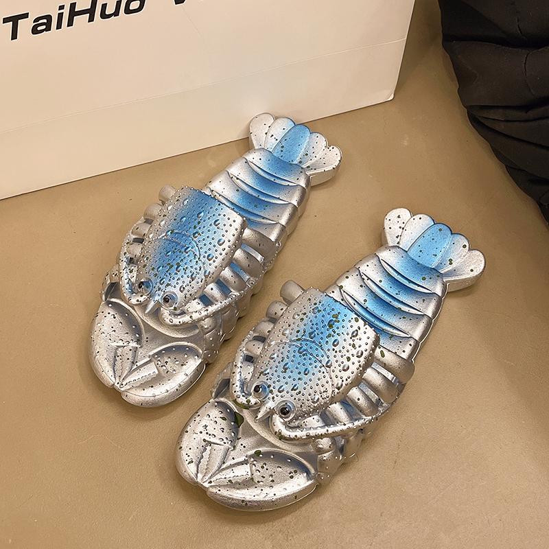 

2025 Летние Забавные Тапочки для Пары Родитель-ребенок Мультяшные Тапочки-лобстеры Модные Забавные Сандалии Мягкие Нескользящие Пляжные Тапочки Уютные 47 серебряный