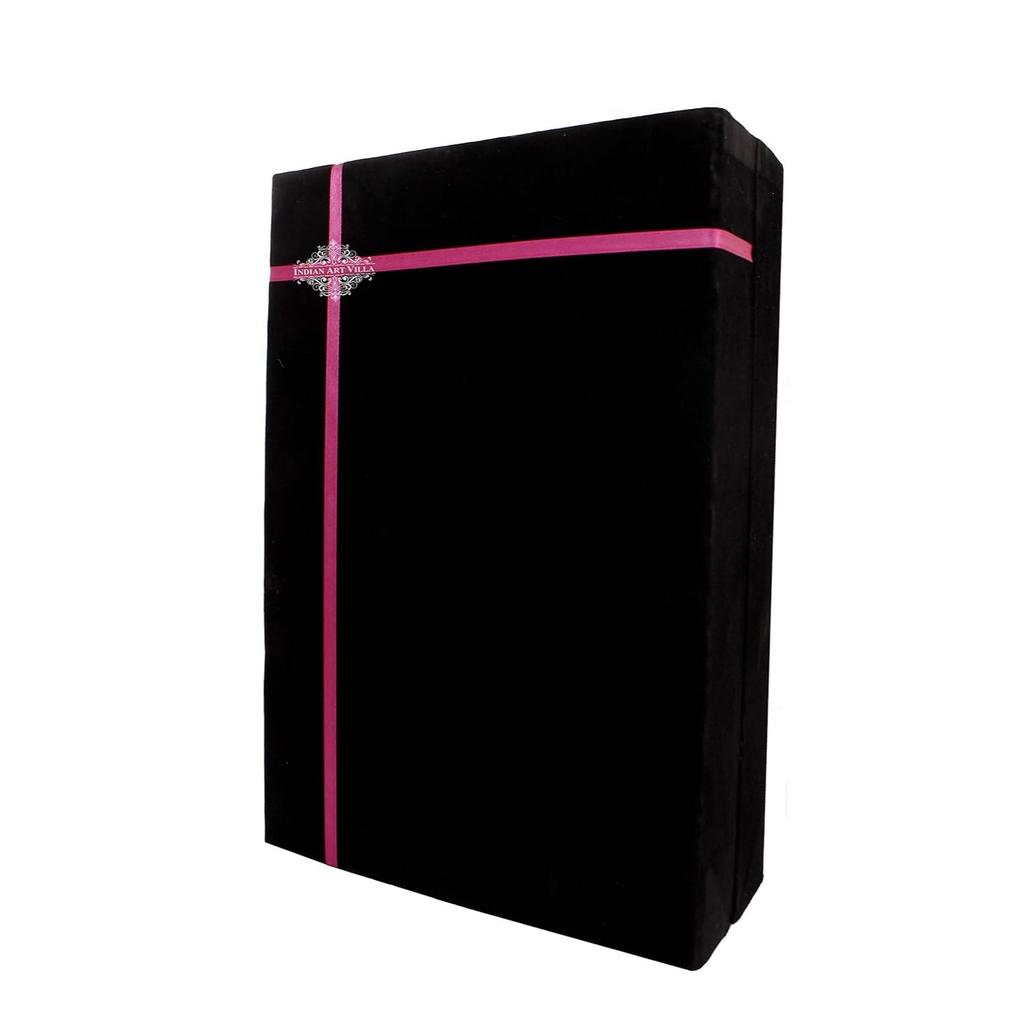 Silver Plated Engraved Goblet Flute Wine Glass with Black Box, Best for Parties, Diwali Gift Set, 100 ML Each, Set of 2