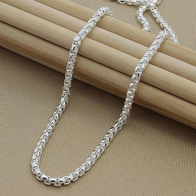 45-60cm   Copper 4mm Round Box Chain Necklace Bracelet set For Women Men Boy Wedding Engagement Charm