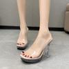 Voesnees Stripper Shoes 2024 New Summer Woman Sandals Elegant High Heels Clear Fine Mules Platform Outside Ladies Shoes