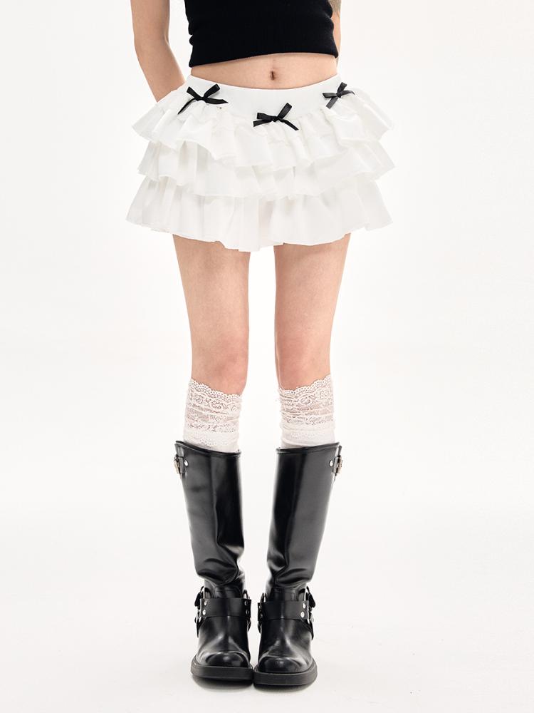 Белая Y2k Kawaii милая юбка с оборками для женщин — фото 3