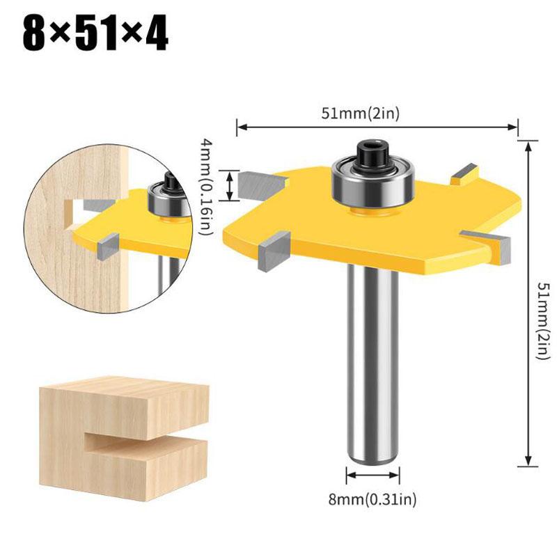 Z4 T TYPE SLOTTING BIT 8mm Shank Cutter Industrial Grade Rabbeting Bit Woodworking Tool Router Bits