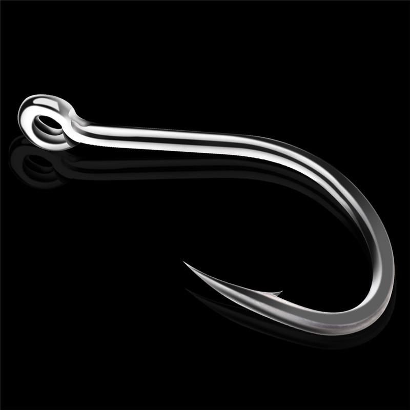 FTK High Carbon Steel Single Fishing Hook, Barbed Sharp Point, Strong Tensile Resistance for Saltwater 100Pcs