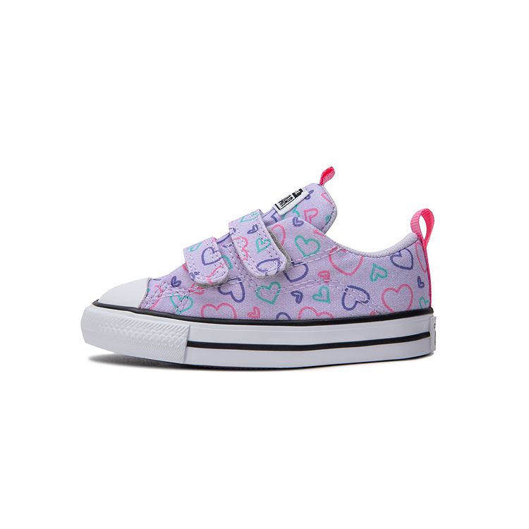 

Converse Кроссовки Chuck Taylor All Star EasyOn Low TD Hearts для малышей, фиолетовые, паровые, фиолетовые, упс, розовые, A08382C 22