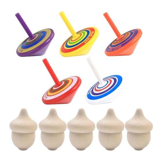 Quikaboo Spinning Top Hand Spinning Top Toy Spinning Top Sumo Handstand Wooden Traditional Play Set of 10