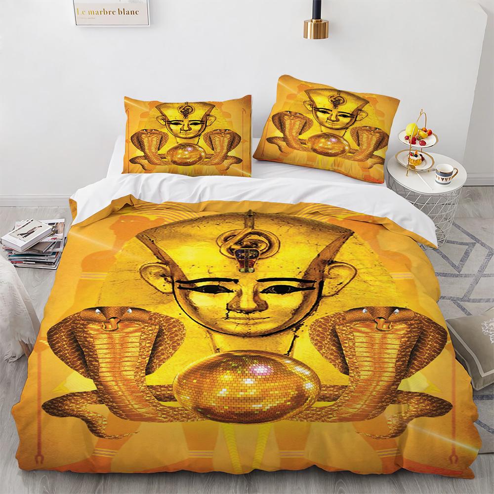 Ägyptischer Pharao Bettwäsche Set Königin des alten Ägypten Bettbezug King Afrikanischer Stamm Exotische Zivilisation Polyester Bettdeckenbezug