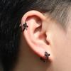Classic Hip-hop Simple Men's Stud Earrings Personalized Black Spiral Buckle Cross Earrings 5A Zircon Ear Jewelry