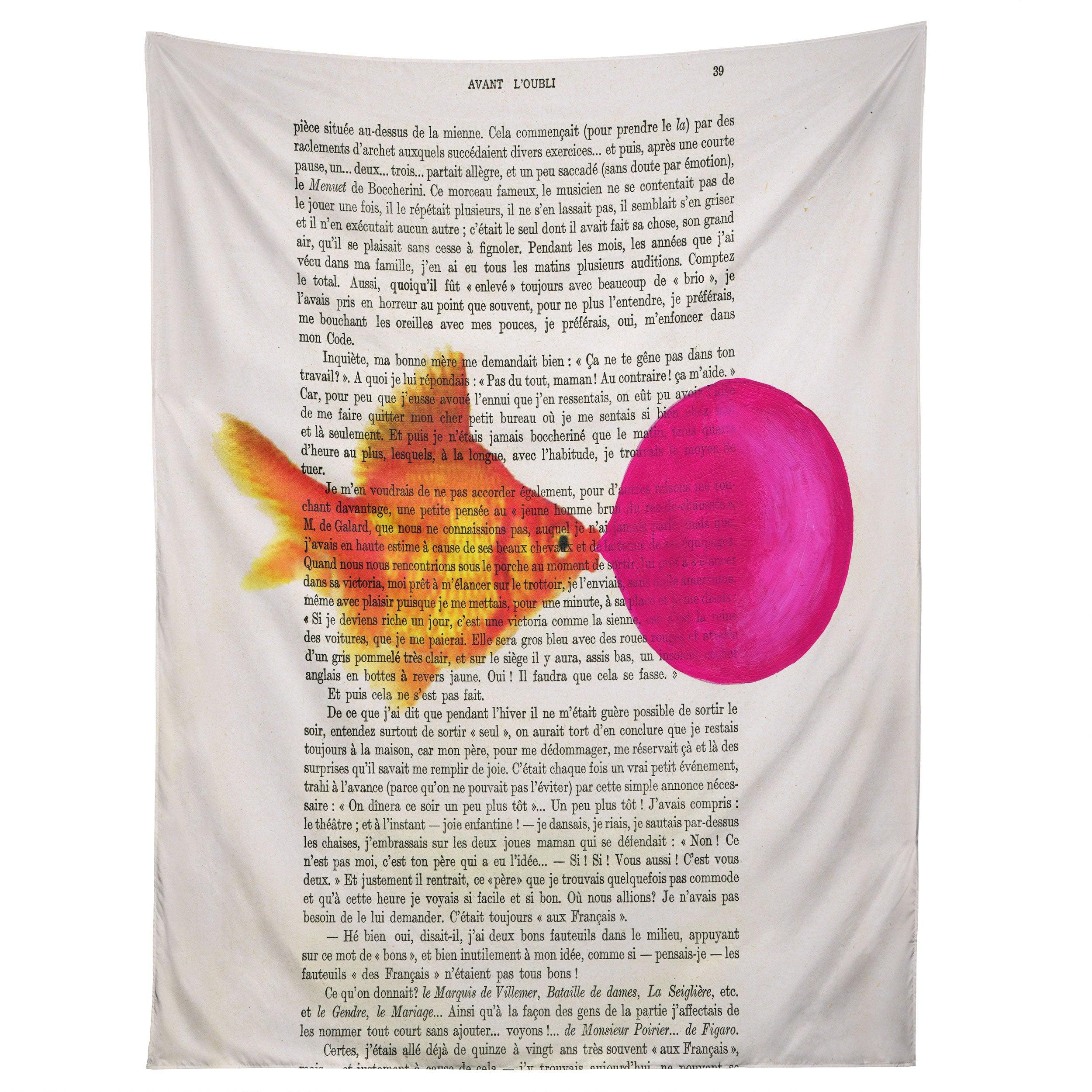 GOLDFISH WITH BUBBLEGUM tapestry 75x100
