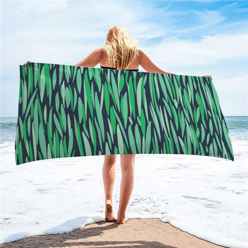 Summer Tropical Ultra-fine Fiber Beach Towel with Sun Protection