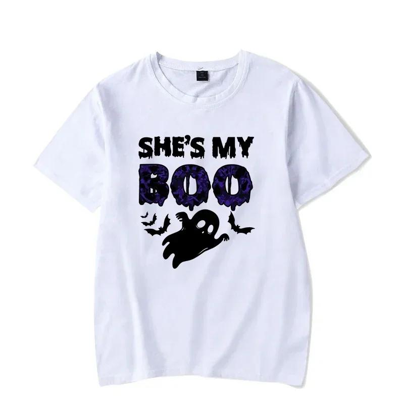 

Винтажная принтованная рубашка Хэллоуин Парные рубашки Хип-хоп уличная одежда Харадзюку футболка Y2K готическая одежда для пар 4XL