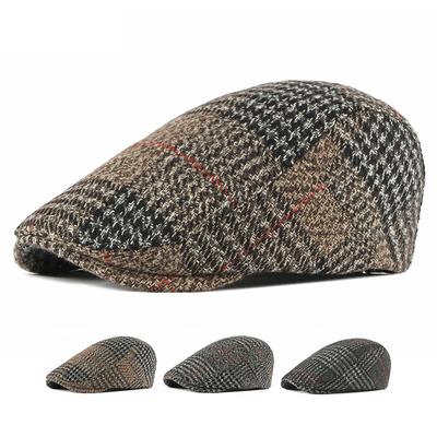 Herbst Winter Wolle Gatsby Cap Männer Baskenmütze Plaid Kappe Newsboy Caps für Männer Britische Vintage Maler Hüte Flache Kappen Efeu hut Boina
