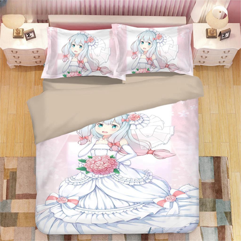 Kawaii Izumi Sagiri 3D Anime Print Bedding Set Duvet Covers Pillowcases One Piece Comforter Bedding Sets Bedclothes Duvet Cover
