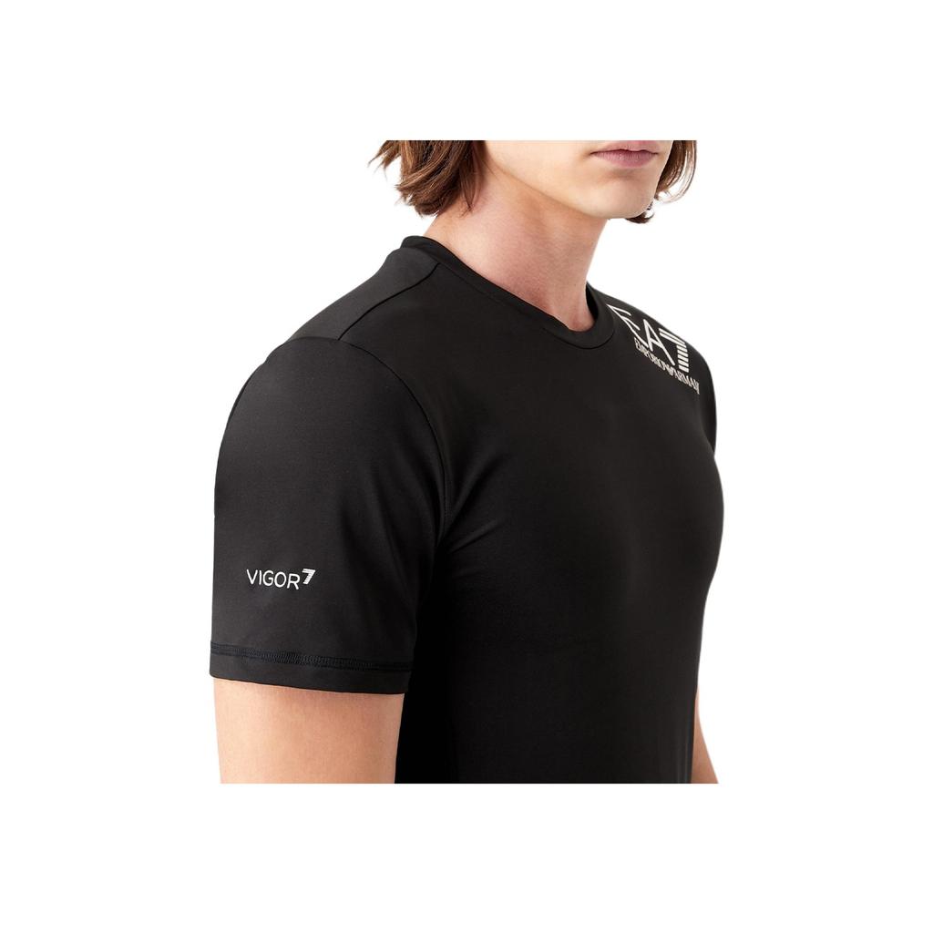 Emporio Armani SS23 EA7 Series Letter Print Crew Neck Short Sleeve T-Shirt Men Tops Black 8NPT12-PJ3UZ-1200