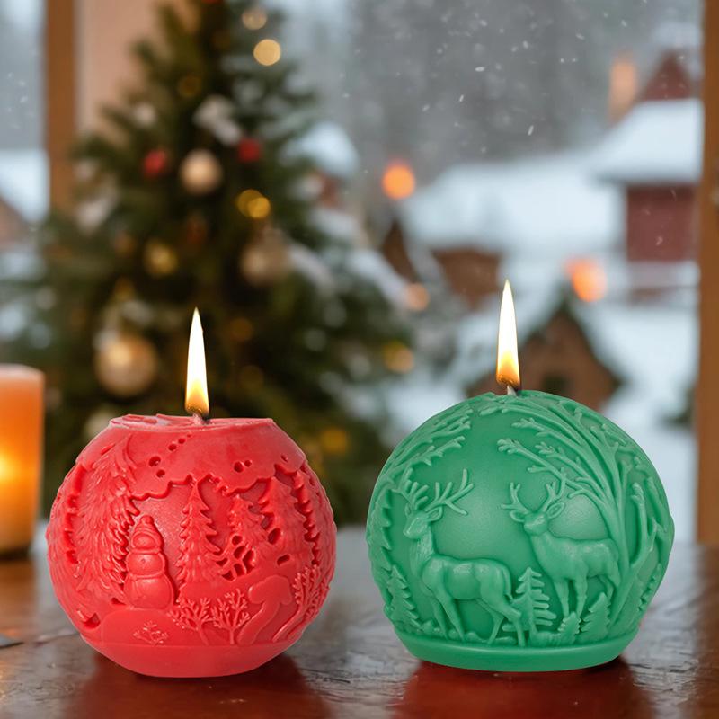 Christmas Ball Aromatherapy Candle Silicone Mold Elk Christmas Tree Ball Fragrance Stone Mold Christmas Ball Manufacturing Mould