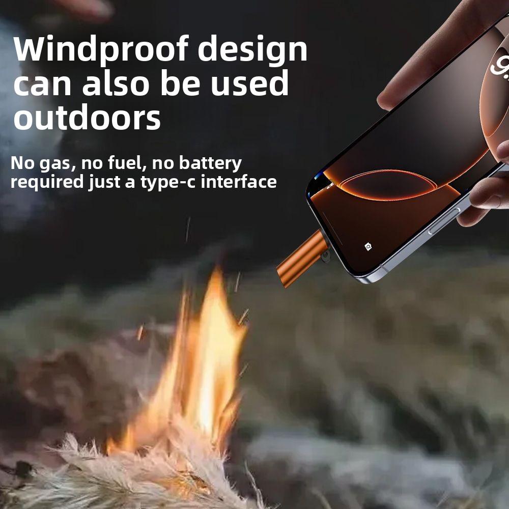 Flameless Type-C Cigarette Lighter Windproof No Need Charging Portable USB-C Lighter Safe Electric Blowing Air Lighter