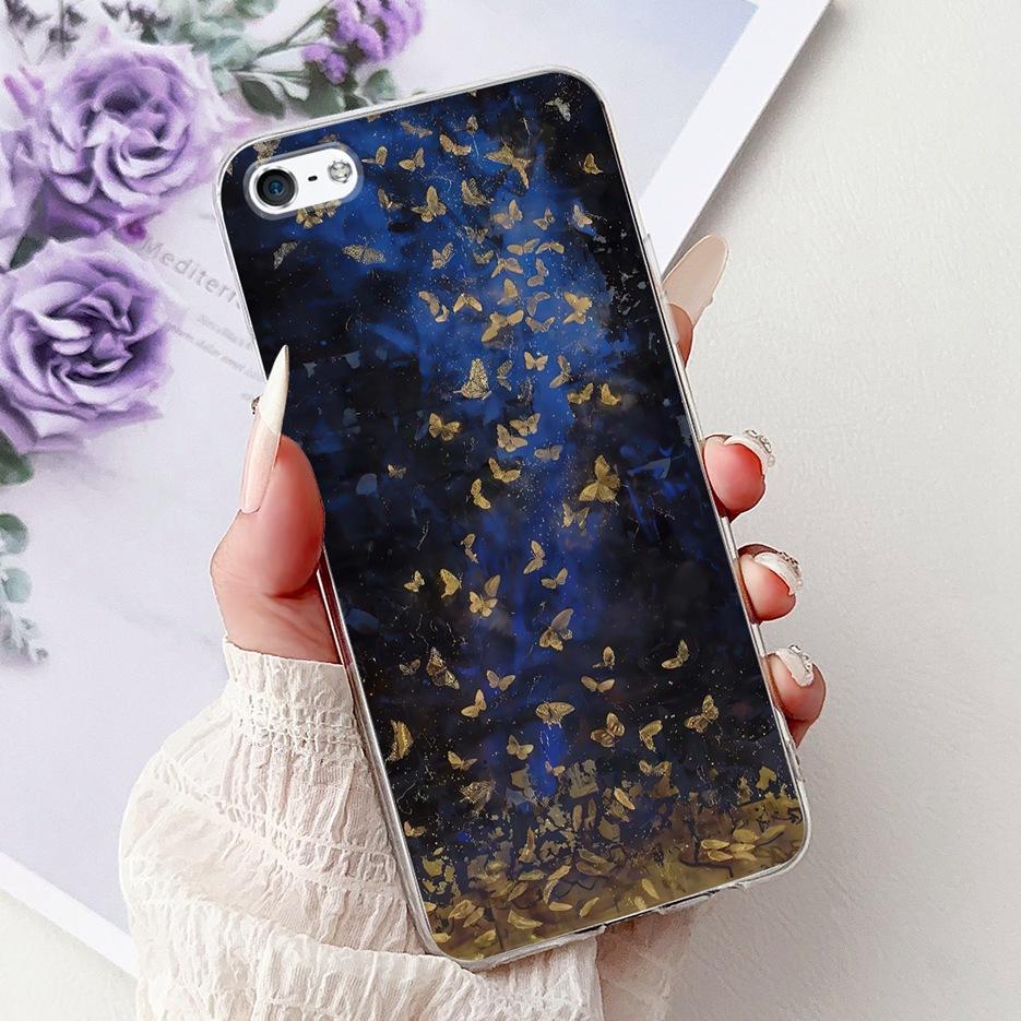 Für Apple iPhone 5 5S Hülle iPhoneSE Luxuriöse Bemalte Blumenhülle Weiche Silikon-Handyhülle Für iPhone SE 2020 2022 iPhone5 Fundas