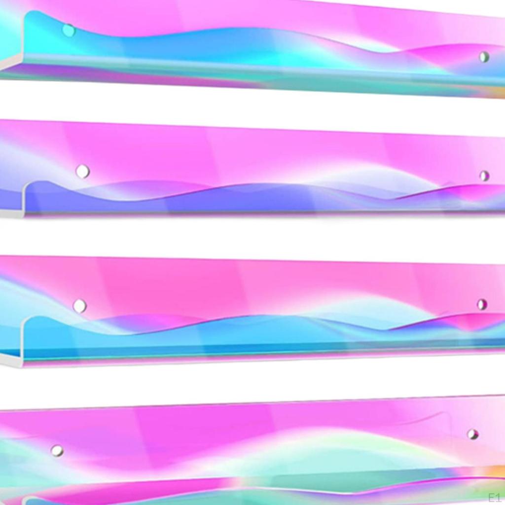 4Pcs Acrylic Floating Shelves Display Wall Mount Ledge Bookshelf for Home Farmhouse