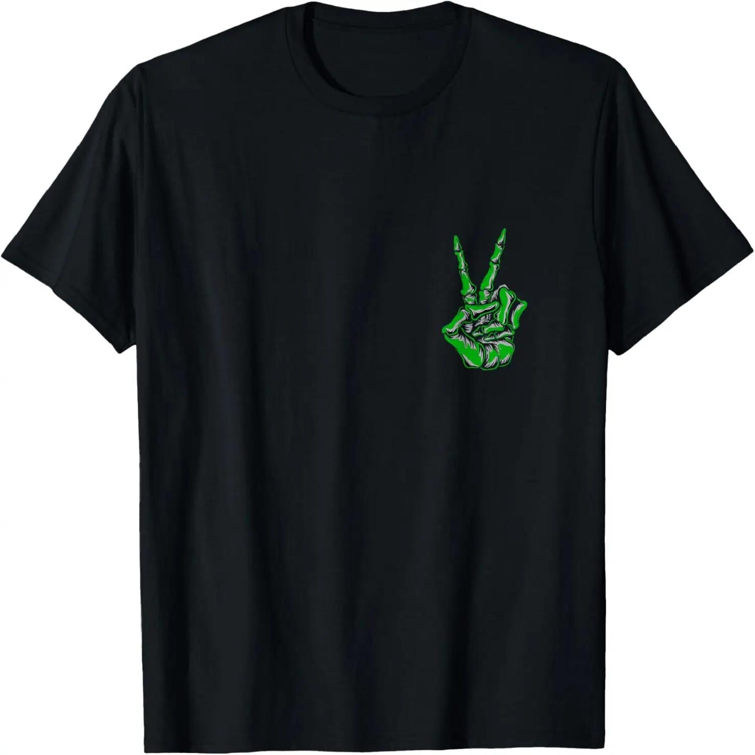

Green Skeleton Peace Sign Kelly Green Color Graphic T-Shirt XXXXXL різнокольоровий