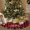 Juegoal 48 Inch Christmas Tree Skirt, Soft Red and Black Plaid Christmas Tree Mat for Xmas Party Decoration, Christmas Tree Holiday Decor