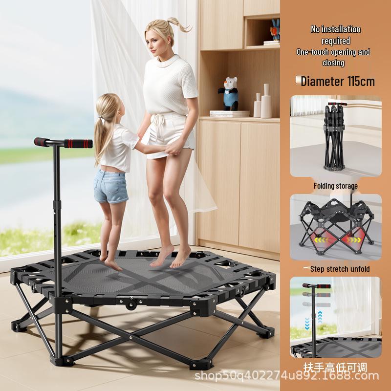 Children s Indoor Trampoline with Handrail - Small Bouncing Bed Toy for Fitness