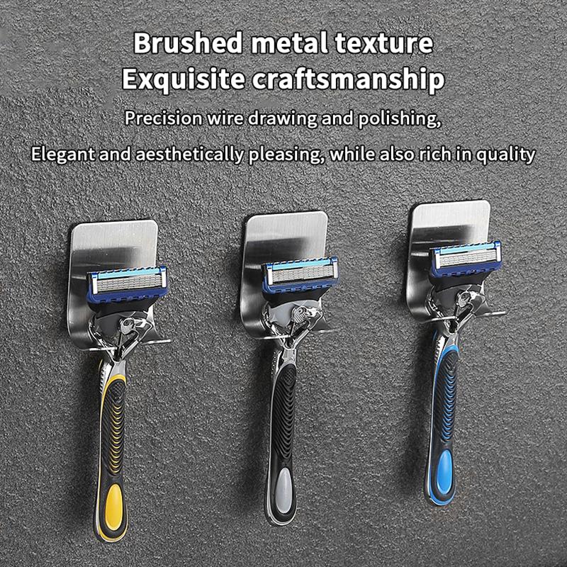 2Pcs Shower Hook Adhesive Razor Holder Wall Mounted Bathroom For Rack Shaver Shaving Holder Black Plastic Hook