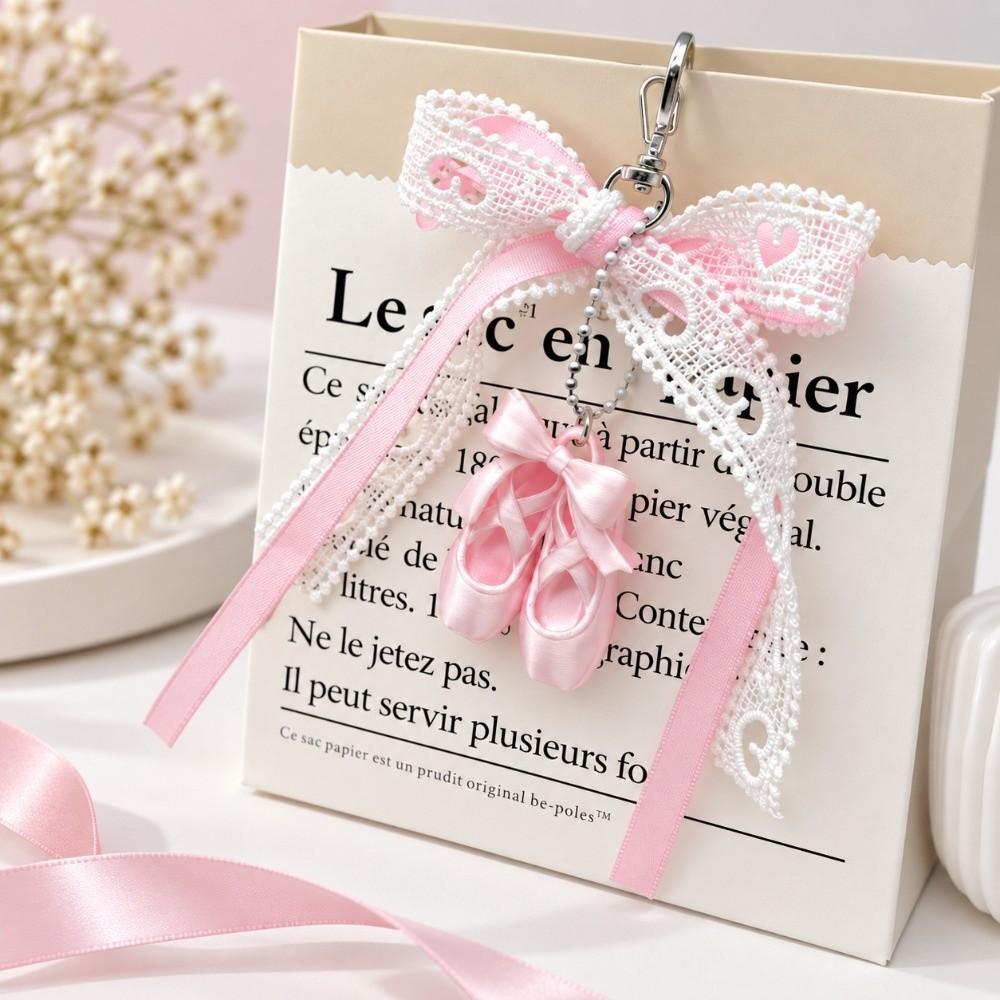 lace bowknot Ballet Shoes Keychain Backpack Decor Ballet Shoes Bow Keychain  Women
