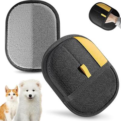 3PCS Double-sided Pet Grooming Gloves Multi-functional Thickened Pet Hair Remover Brush Black Soft Removing Gloves Puppy