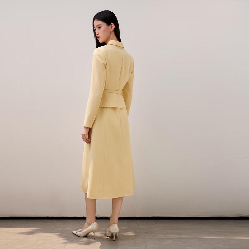 ELLASSAY Women's 100% Wool Lapel Midi Dress with Belt