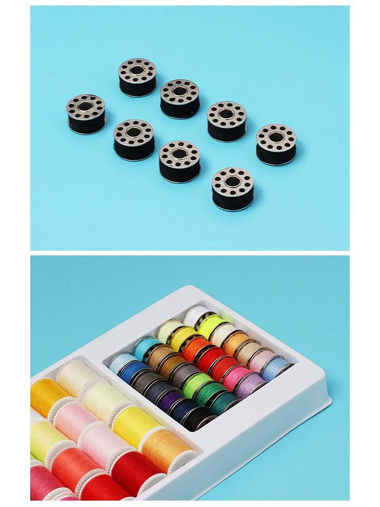 60-Color Sewing Thread Set: 32 Large Spools & 28 Metal Bobbins for Home Machines