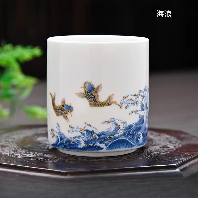 Sheep Fat Jade Straight Mouth Cup Chinese White Porcelain Tea Cup Small Capacity Kung Fu Tea Cup Guest Teacup Drinking Utensils