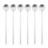 Juego de cucharas con mango largo dorado de 6 uds., juego de cubiertos de acero inoxidable mate, bebida agitadora pulida, helado, postre, cuchara para té, vajilla