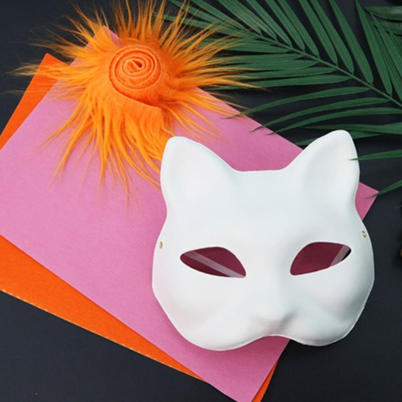 Therians Mask Set Furs,Eye Mesh,Felts Sheet DIY Foxes Cats Mask To Paint Furry Animal Mask Gear for Halloween Cosplay