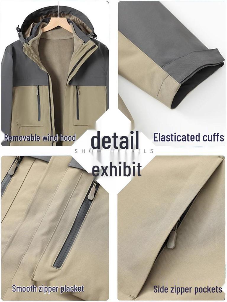 Au Li Rong Windproof Jacket: Customizable with Logo Embroidery, Detachable, Plus Velvet for Workwear