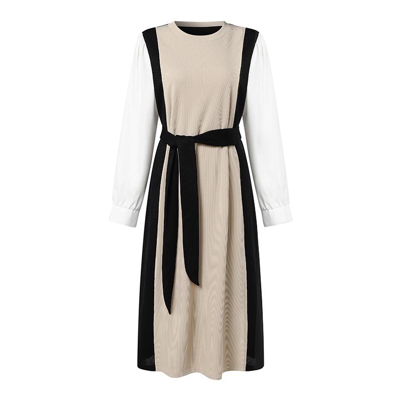 ZANZEA Women Casual Patchwork Long Sleeve Loose Long Dress