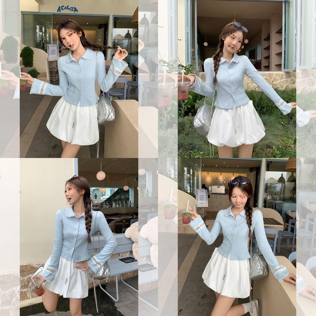 T Shirt Women Oversize Blue Neck Pure Cotton Casual For Spring