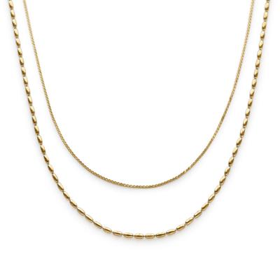 JewelVOX Necklace for Surgical Stainless Double for Adults [Jewel Box] Women, Steel, Short, Hypoallergenic, Chain, (Gold)