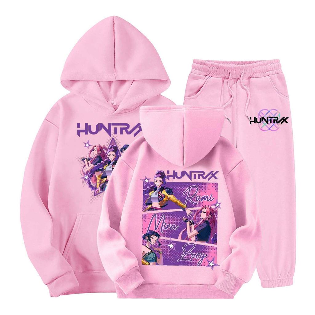 Children's Casual Fashion Hooded Pullover, Printed Loose Hoodie And Casual Pants Two-piece Set